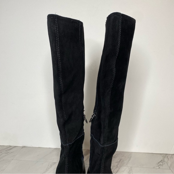 Dolce Vita Fynn Black Suede Crocodile Embossed Leather Heeled Tall Boot 8 - Picture 5 of 16